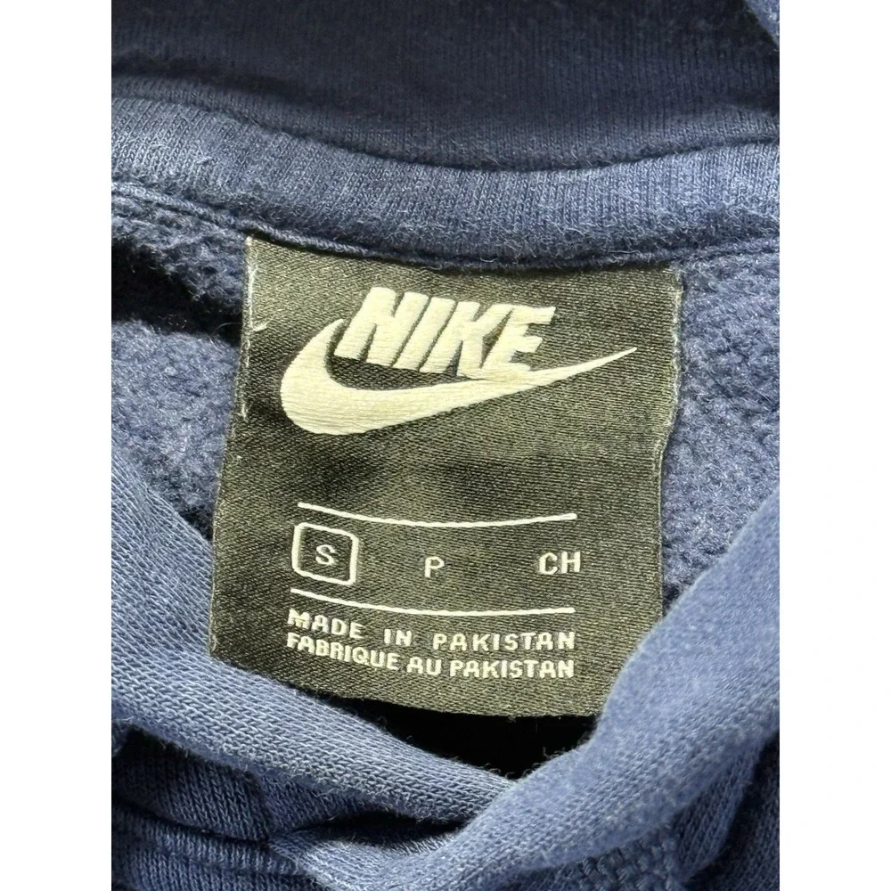 Nike Hoodie Sweatshirt Small Blue Pullover Fleece Logo Embroidered Swoosh *STAIN